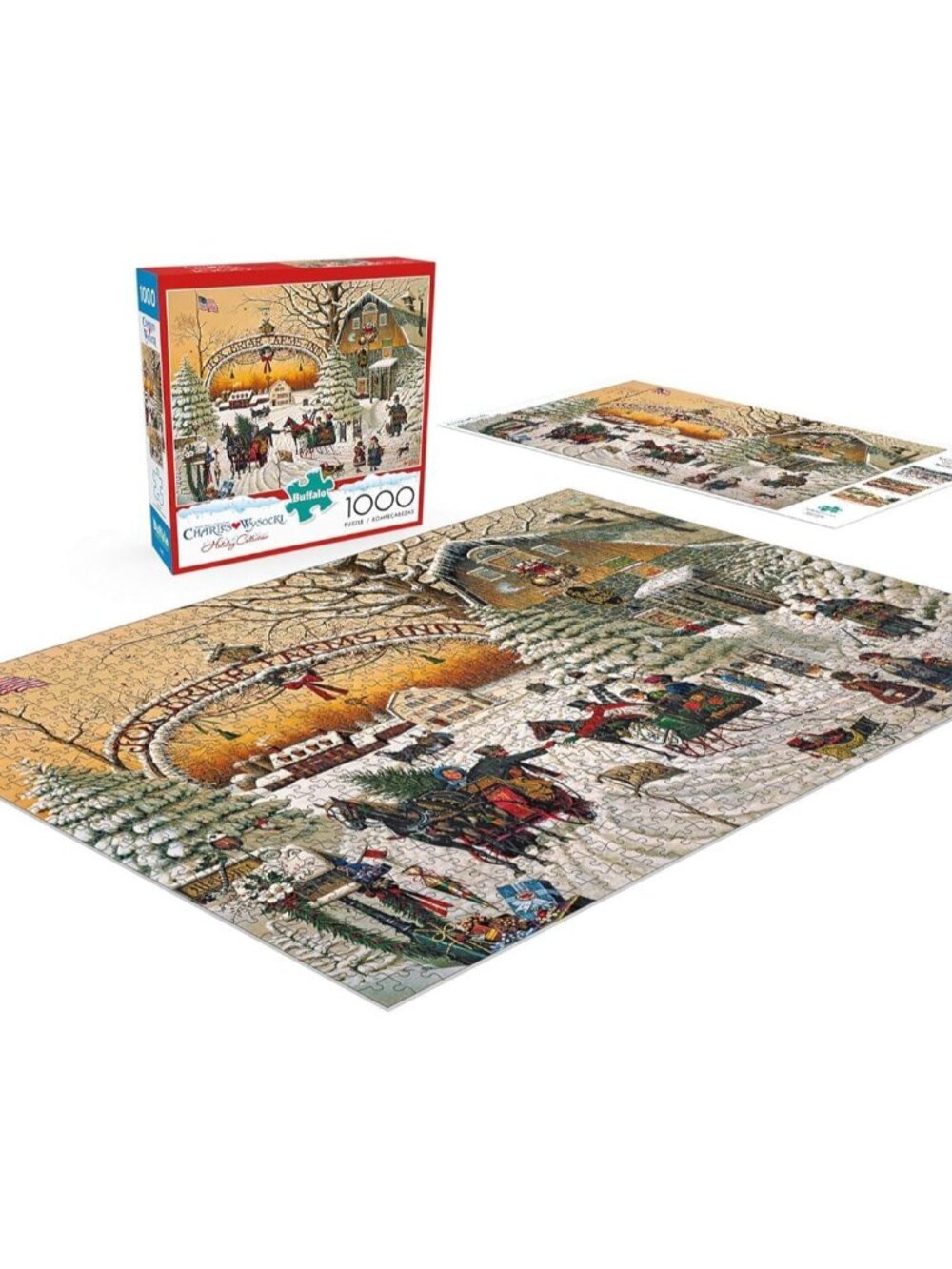 A Christmas Greeting - Charles Wysocki - 1000 Piece Holiday Jigsaw Puzzle Colo - Picture 4 of 5